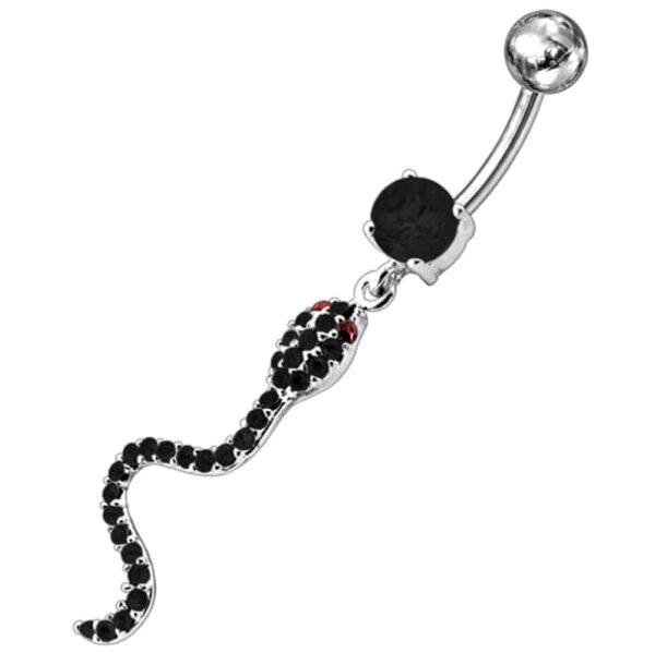 Banane nombril diams et pendentif serpent noir