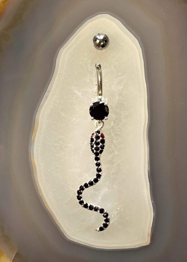 Banane nombril diams et pendentif serpent noir