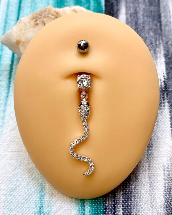 Banane nombril diams et pendentif serpent blanc